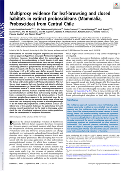 Multiproxy Evidence for Leaf-Browsing and Closed Habitats in Extinct Proboscideans (Mammalia, Proboscidea) from Central Chile