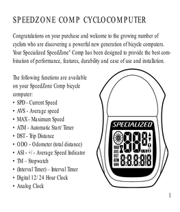 Speedzone Comp Cyclocomputer