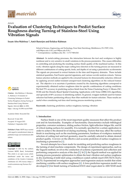 Evaluation of Clustering Techniques to Predict Surface Roughness During Turning of Stainless-Steel Using Vibration Signals