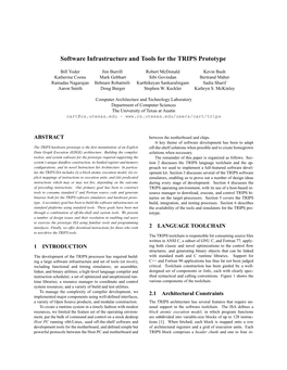 Software Infrastructure and Tools for the TRIPS Prototype