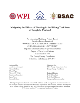 Mitigating the Effects of Flooding in the Khlong Toei Slum of Bangkok, Thailand