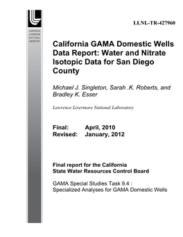 Water and Nitrate Isotopic Data for San Diego County