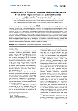 Implementation of Fisherman Insurance Assistance Program in South Buton Regency, Southeast Sulawesi Province