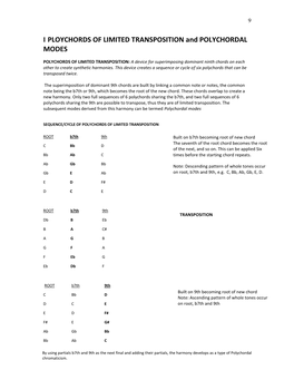 POLYCHORDS of LIMITED TRANSPOSITION: a Device for Superimposing Dominant Ninth Chords on Each Other to Create Synthetic Harmonies