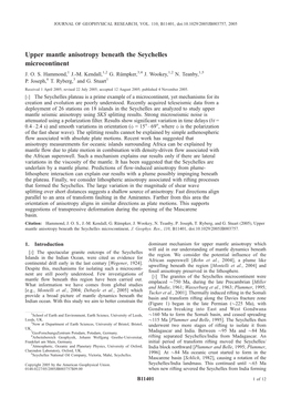 Upper Mantle Anisotropy Beneath the Seychelles Microcontinent J