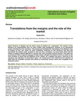 Translations from the Margins and the Role of the Market