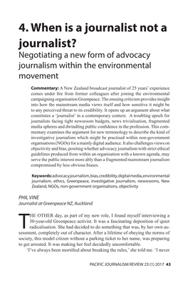 4. When Is a Journalist Not a Journalist? Negotiating a New Form of Advocacy Journalism Within the Environmental Movement