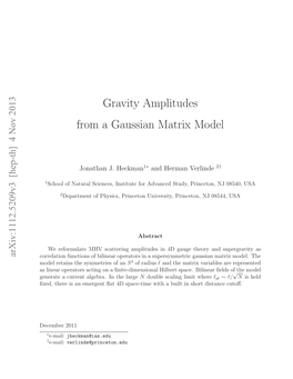 Gravity Amplitudes from a Gaussian Matrix Model