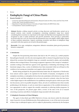 Endophytic Fungi of Citrus Plants 3 Rosario Nicoletti 1,2,*