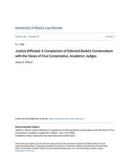 A Comparison of Edmund Burke's Conservatism with the Views of Five Conservative, Academic Judges