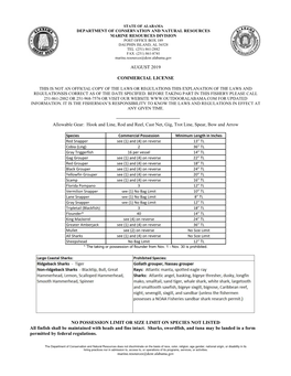 MARCH 2017 AUGUST 2019 COMMERCIAL LICENSE Allowable