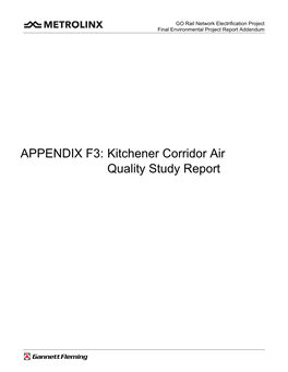 Kitchener Corridor Air Quality Study Report