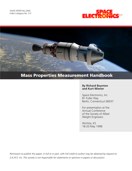 Mass Properties Measurement Handbook