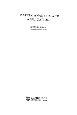 Matrix Analysis and Applications