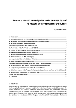 The AMIA Special Investigation Unit: an Overview of Its History and Proposal for the Future