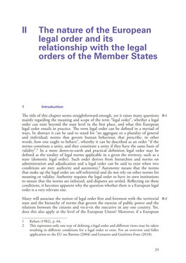 II the Nature of the European Legal Order and Its Relationship with the Legal Orders of the Member States