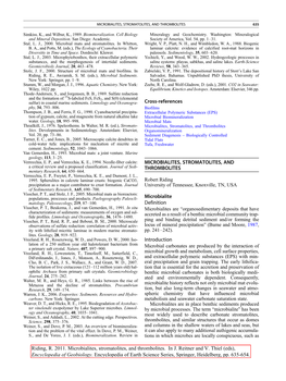 Microbialites, Stromatolites, and Thrombolites 635