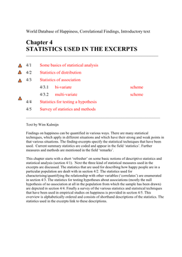 STATISTICS in the WORLD DATABASE of HAPPINESS