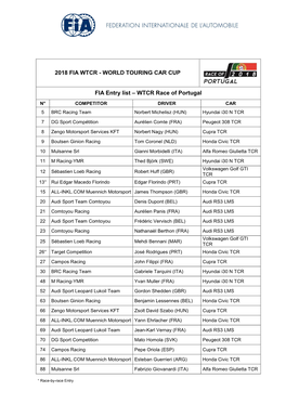 2018 Fia Wtcr - World Touring Car Cup