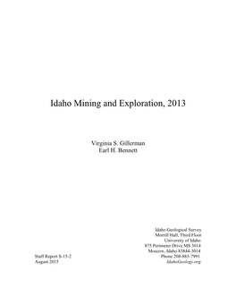 Idaho Mining and Exploration, 2013