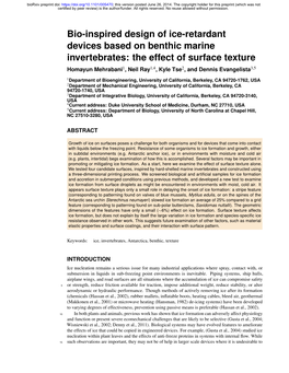 Bio-Inspired Design of Ice-Retardant Devices Based on Benthic