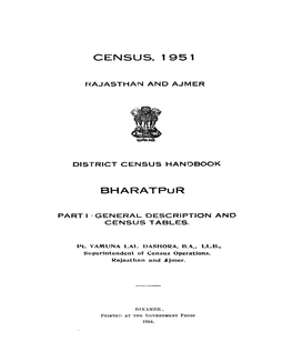 District Census Handbook, Bharatpur, Rajasthan
