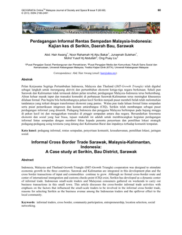 Perdagangan Informal Rentas Sempadan Malaysia-Indonesia: Kajian Kes Di Serikin, Daerah Bau, Sarawak
