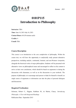 0101P115 Introduction to Philosophy
