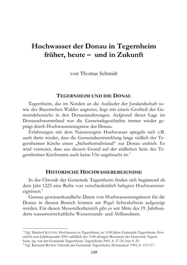 Hochwasser Der Donau in Tegernheim Früher, Heute – Und in Zukunft