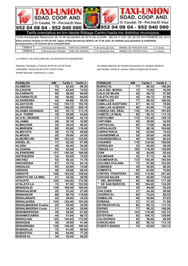 TARIFAS 2016 TAXI UNION.Xlsx