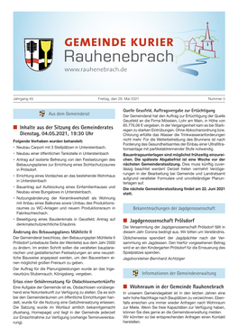 Inhalte Aus Der Sitzung Des Gemeinderates Dienstag, 04.05.2021, 19:30 Uhr Jagdgenossenschaft Prölsdorf Wohnraum In