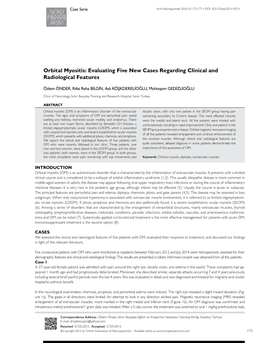 Orbital Myositis: Evaluating Five New Cases Regarding Clinical and Radiological Features