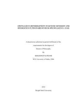 Among-Locus Heterogeneity in Genetic Diversity and Divergence in Two Pairs of Duck Species (Genus: Anas)