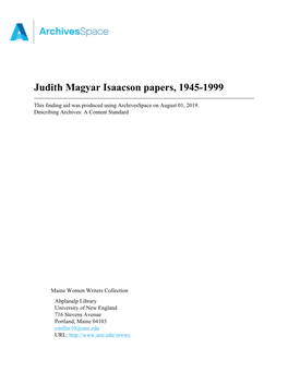 Judith Magyar Isaacson Papers, 1945-1999