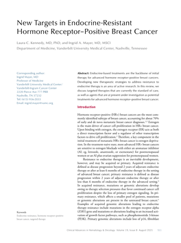 New Targets in Endocrine-Resistant Hormone Receptor–Positive Breast Cancer
