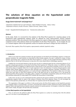 The Solutions of Dirac Equation on the Hyperboloid Under Perpendicular Magnetic Fields