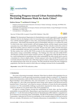 Measuring Progress Toward Urban Sustainability: Do Global Measures Work for Arctic Cities?