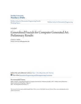 Generalized Fractals for Computer Generated Art: Preliminary Results Charles F