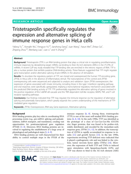 Tristetraprolin Specifically Regulates the Expression and Alternative