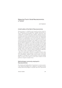 Measuring Trust in Social Neuroeconomics: a Tutorial
