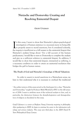 Nietzsche and Dostoevsky: Creating and Resolving Existential Despair