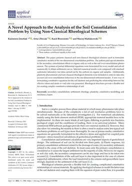 A Novel Approach to the Analysis of the Soil Consolidation Problem by Using Non-Classical Rheological Schemes