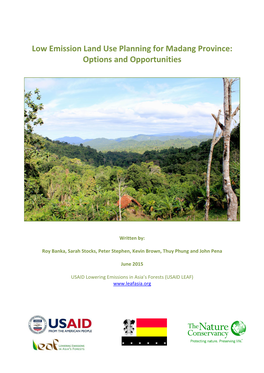 Low Emission Land Use Planning for Madang Province: Options and Opportunities