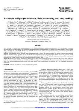 Archeops In-Flight Performance, Data Processing, and Map Making