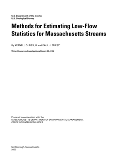Methods for Estimating Low-Flow Statistics for Massachusetts Streams