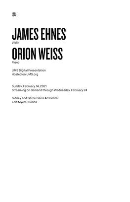 James Ehnes Orion Weiss