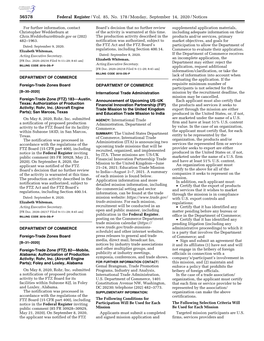 Federal Register/Vol. 85, No. 178/Monday, September 14, 2020