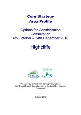 Highcliffe Area Profile Christchurch and East Dorset Highcliffe Area Profile