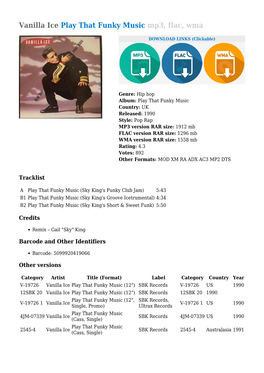 Vanilla Ice Play That Funky Music Mp3, Flac, Wma