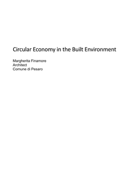 Circular Economy in the Built Environment